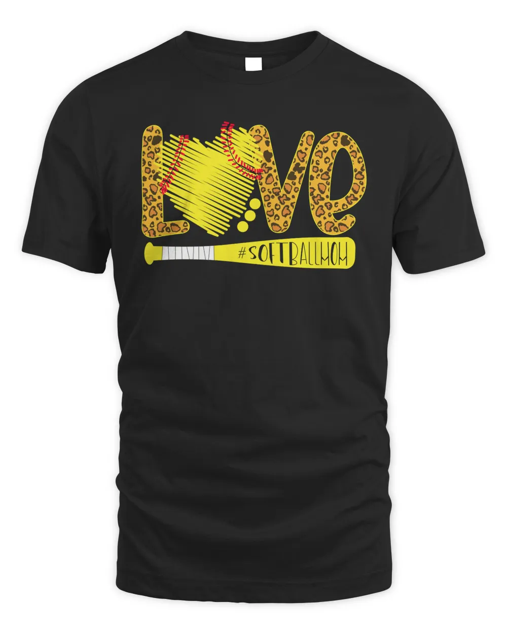 love softball mom leopard Unisex Standard T-Shirt black s