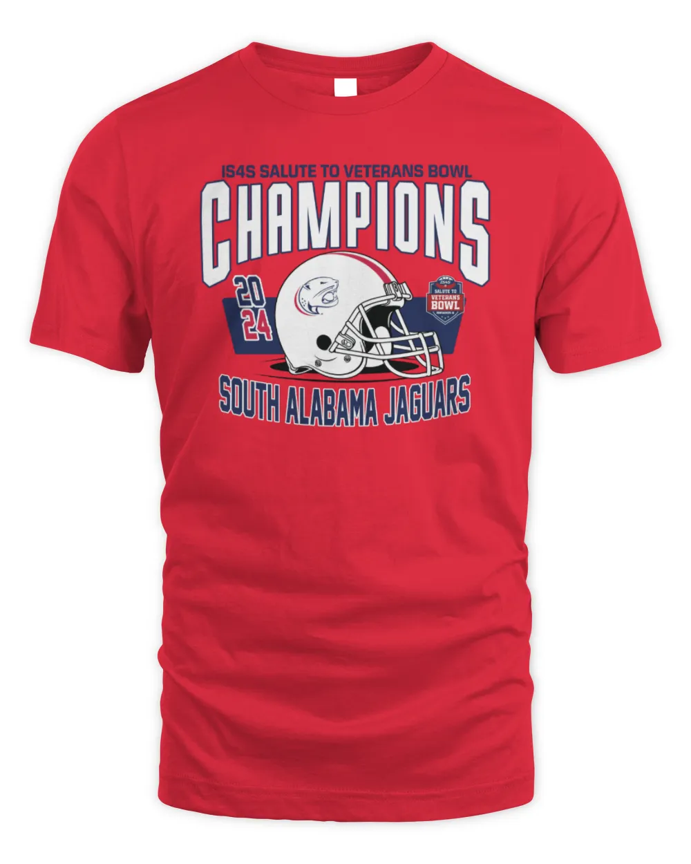 South Alabama Jaguars Is4S Salute To Veterans Bowl Champions 2024 T-Shirt Unisex Standard T-Shirt red s