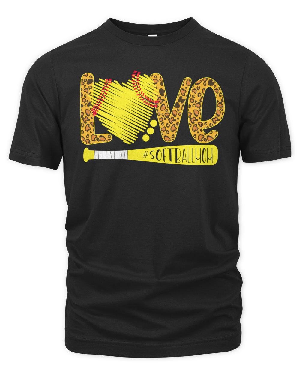 love softball mom leopard Men's Premium Tshirt black s