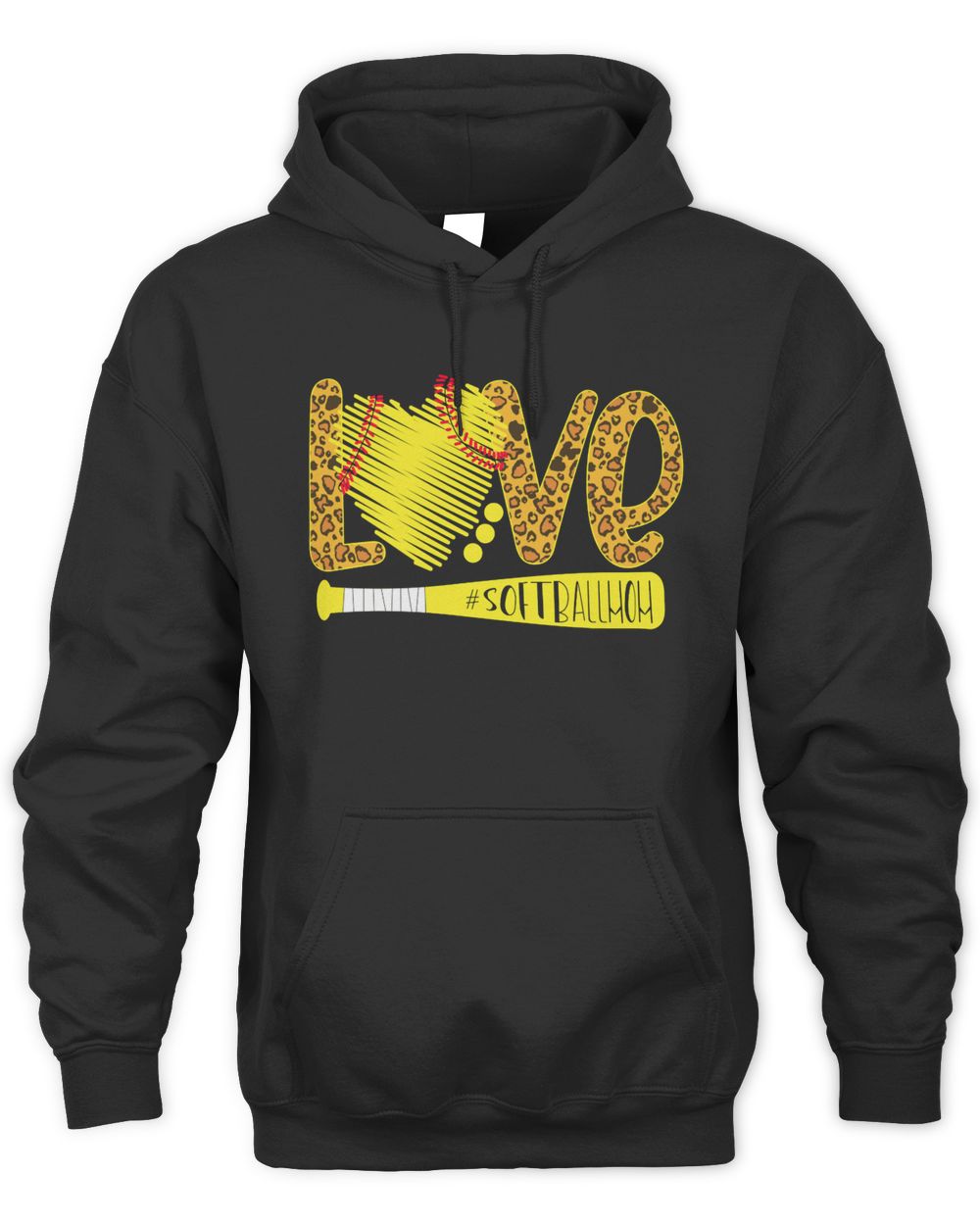 love softball mom leopard Unisex Hoodie black s