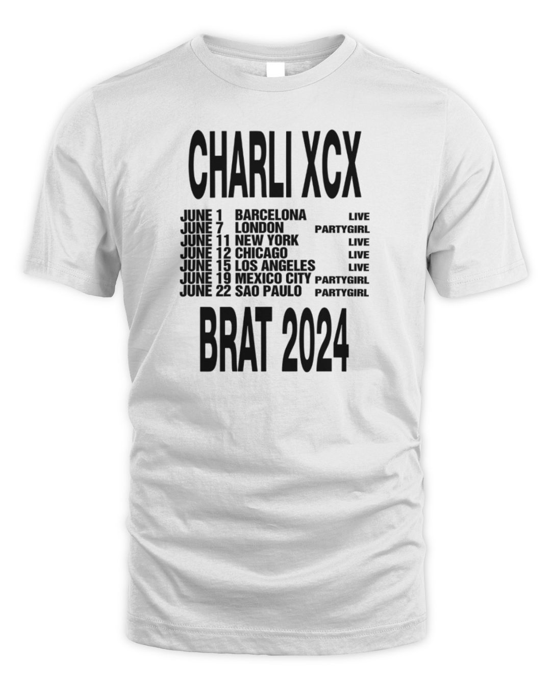 Charli XCX Merch Brat 2024 Live T-Shirt