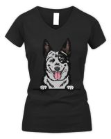 Animal Dog Australian Cattle Women's V-Neck T-Shirt black s